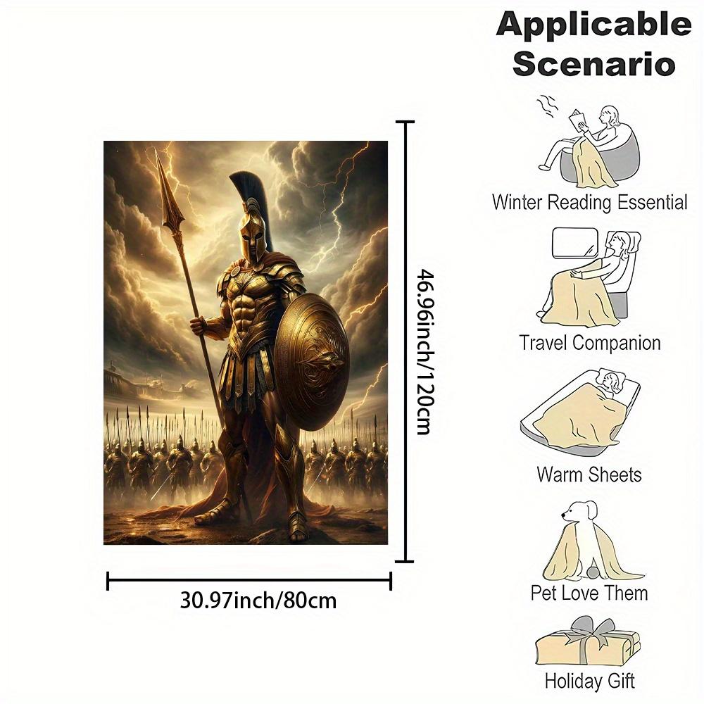 Spartan Warrior Flannel Blanket - Soft Reversible All-Season Throw, Ideal Gift for History Lovers & Military Enthusiasts