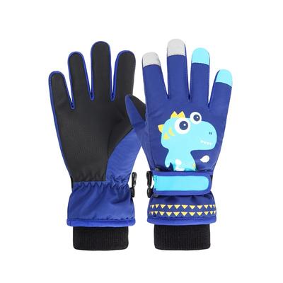 Cartoon Five Fingered Primary School Students Playing In The Snow Outdoor Dinosaur Thickened Warm Cycling Boy Gloves