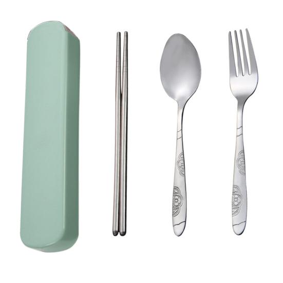 Tableware Stainless Cutlery Fork Steel Travel Camping with Spoon Chopstick Box