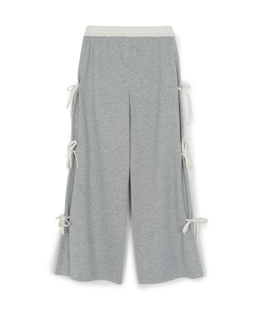 Emelbi Women'S Basic Side Ribbon Wide Pants Nym (Melange Grey)