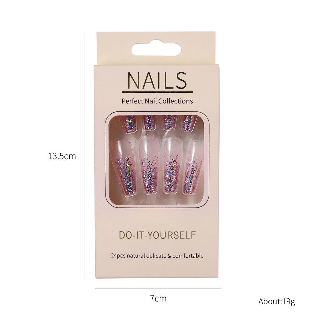 European & American Ballet-Coffin Fake Nails with Manicure Nail Art Stickers