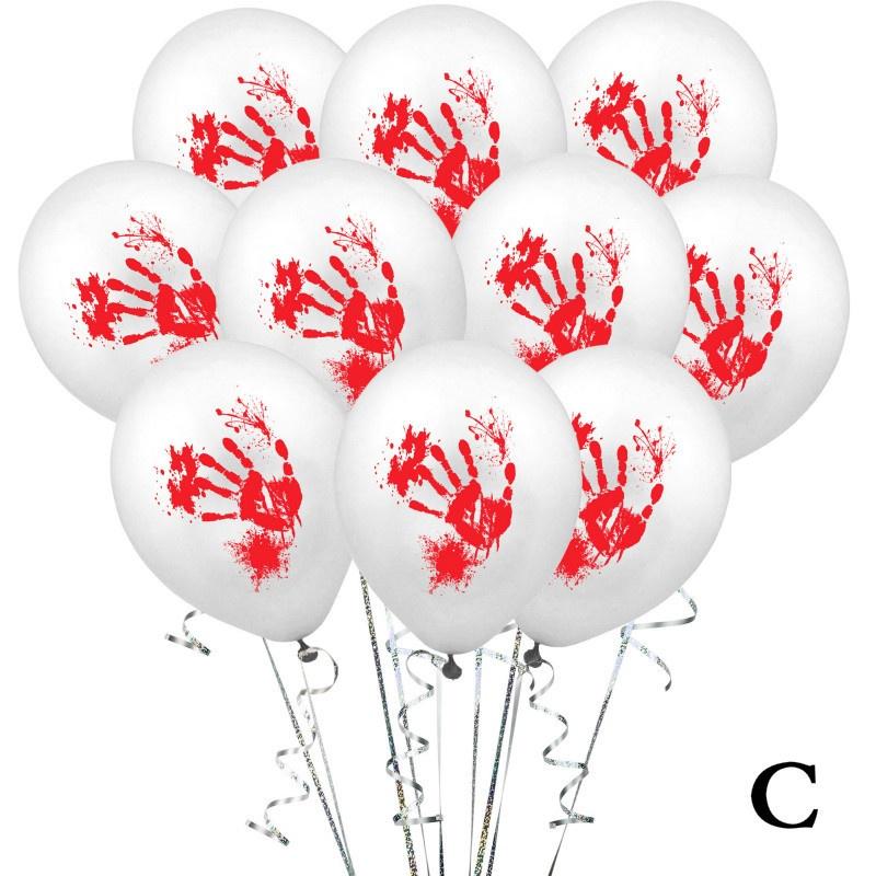 10pcs 12inch Halloween Balloon Pumpkin Printing Blood Handprint Latex Balloon Party Decoration