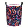 Colorful Mandala Flower Design Laundry Basket, Beautiful Floral Foldable Oxford Cloth Hamper, Clothes Storage Bucket Organizer, Suitable for Bathroom 