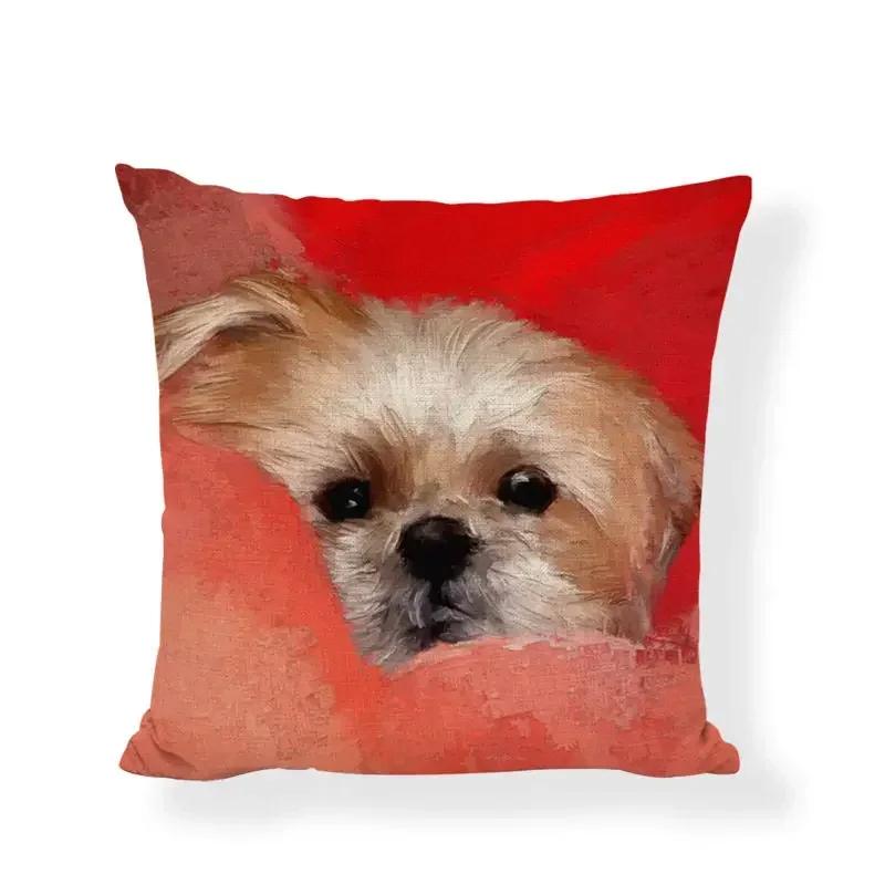 Cartoon Cute Dog Oil Double-Sided Printed Pillow Cover Short Plush Suitable Living Rooms Bedrooms Sofas Throw Cushion Cover