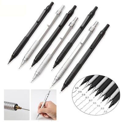 Creion mecanic metalic, creion de desen cu plumb 0,3/0,5/0,7/0,9/2,0 mm, pentru desen, scriere, schiță