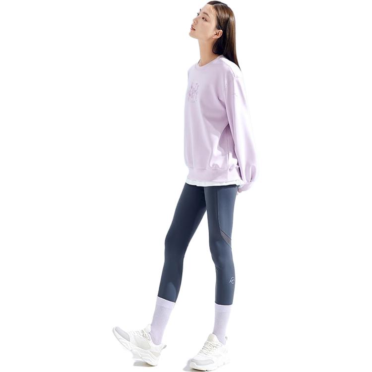 Anta Training Series Solid Color Knitted Crew Neck Sweatshirt Women sweatshirt Vine-Flower-Purple 162337712-3