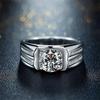 Men's Silver Korean Style White Gold Plated Wedding Domineering Diamond Ring - Creative Gift for Boyfriend