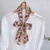 Spring Summer Floral Print Cotton Skinny Scarf Women Soft Neckerchief Hairband Lady Headband Bagscarf Female Neck Ties