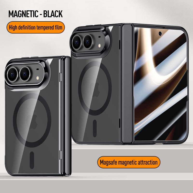 New Electroplated Magnetic Transparent Case for IPhone Ultra 18 Fold Wide for Magsafe Shockproof Lens Protrusion Slim Fit Cover