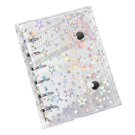 A6 Star Binder Cover Color-Changing PVC Notebook Cover with Reflective Design Transparent Spiral Planner Journal Sketchbook Accessories