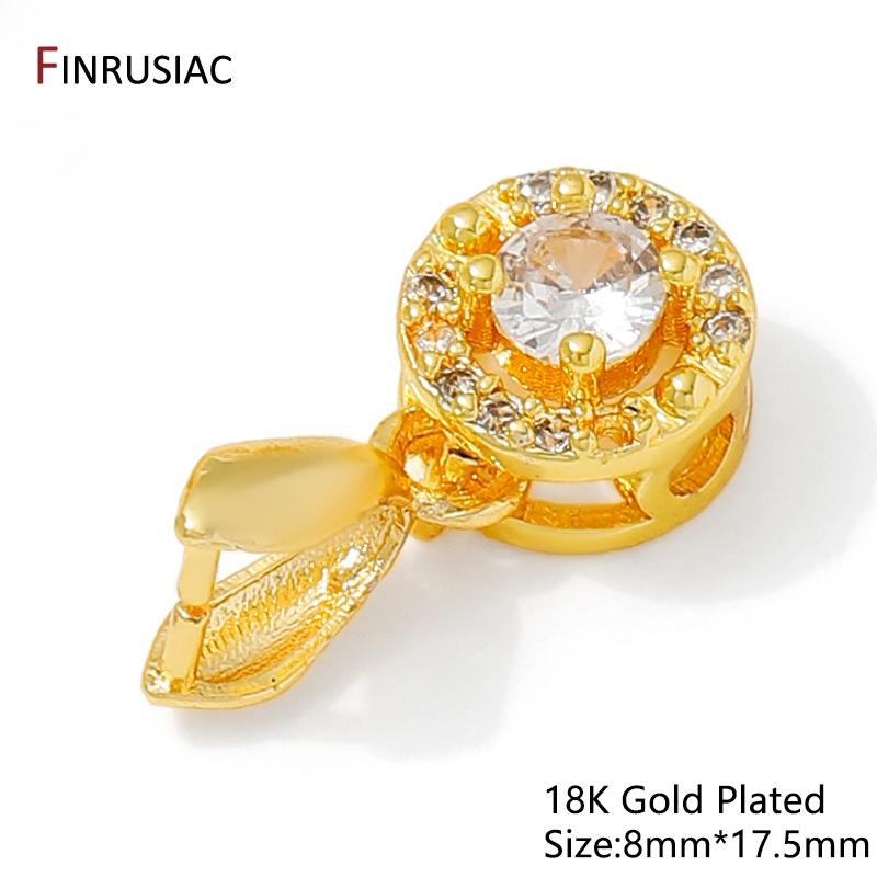 

18K Gold Plated Brass With Zircon Jewellery Bail Clasps For Necklace Making,Pendant Pinch bail For DIY Jewelry Making Supplies 2 pieces