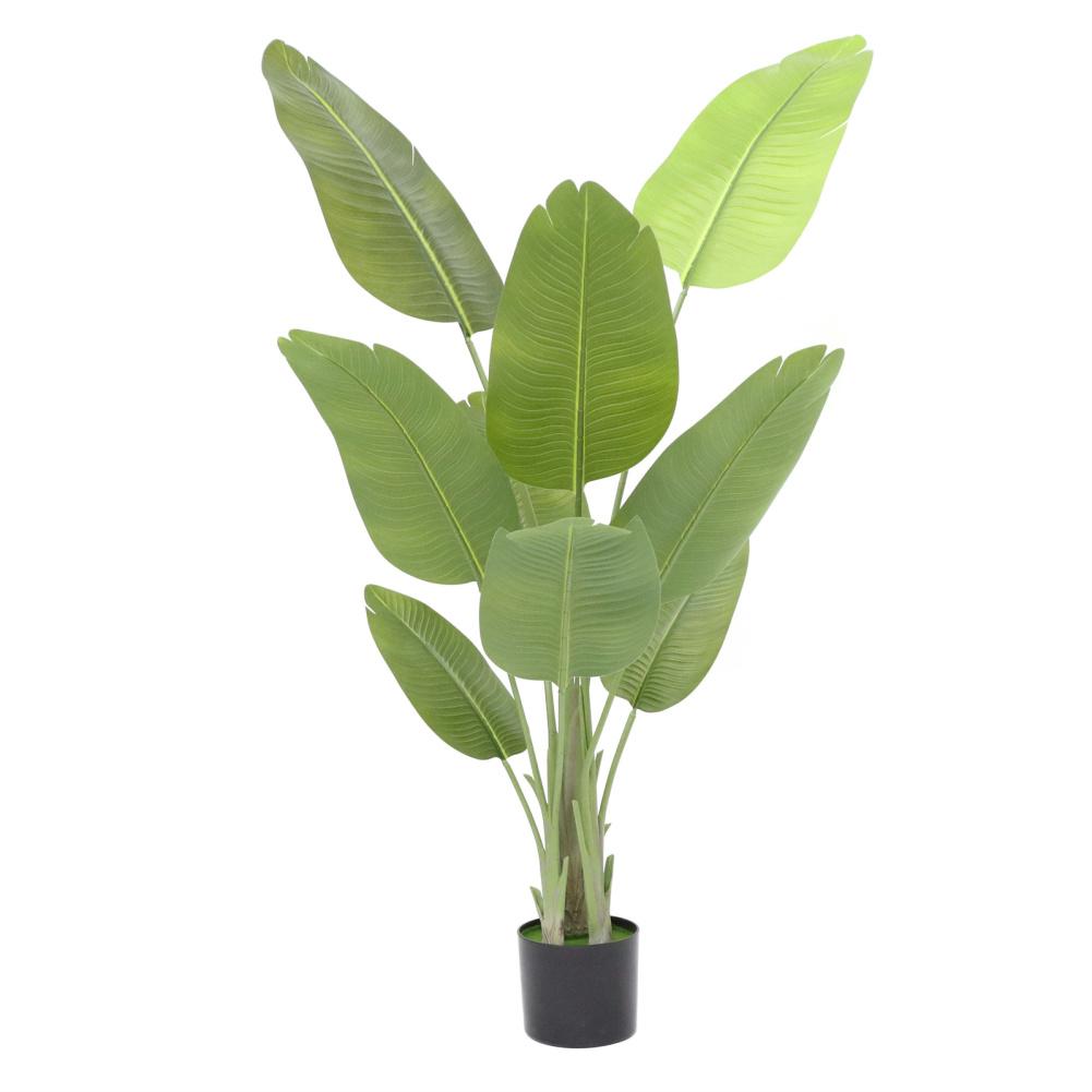 5FT Artificial Bird Of Paradise Plants, Fake Floor Tree With Planter, Faux Tropical Areca Floor Plant In Pot, Large Silk Plant