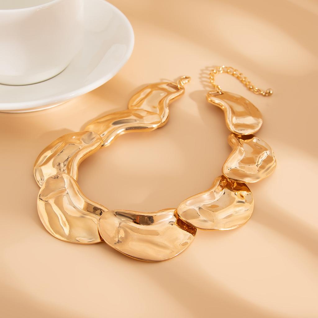 Irregular Choker Necklace Earrings Jewelry Set for Women Exaggerated Punk Geometric Torques Accessory