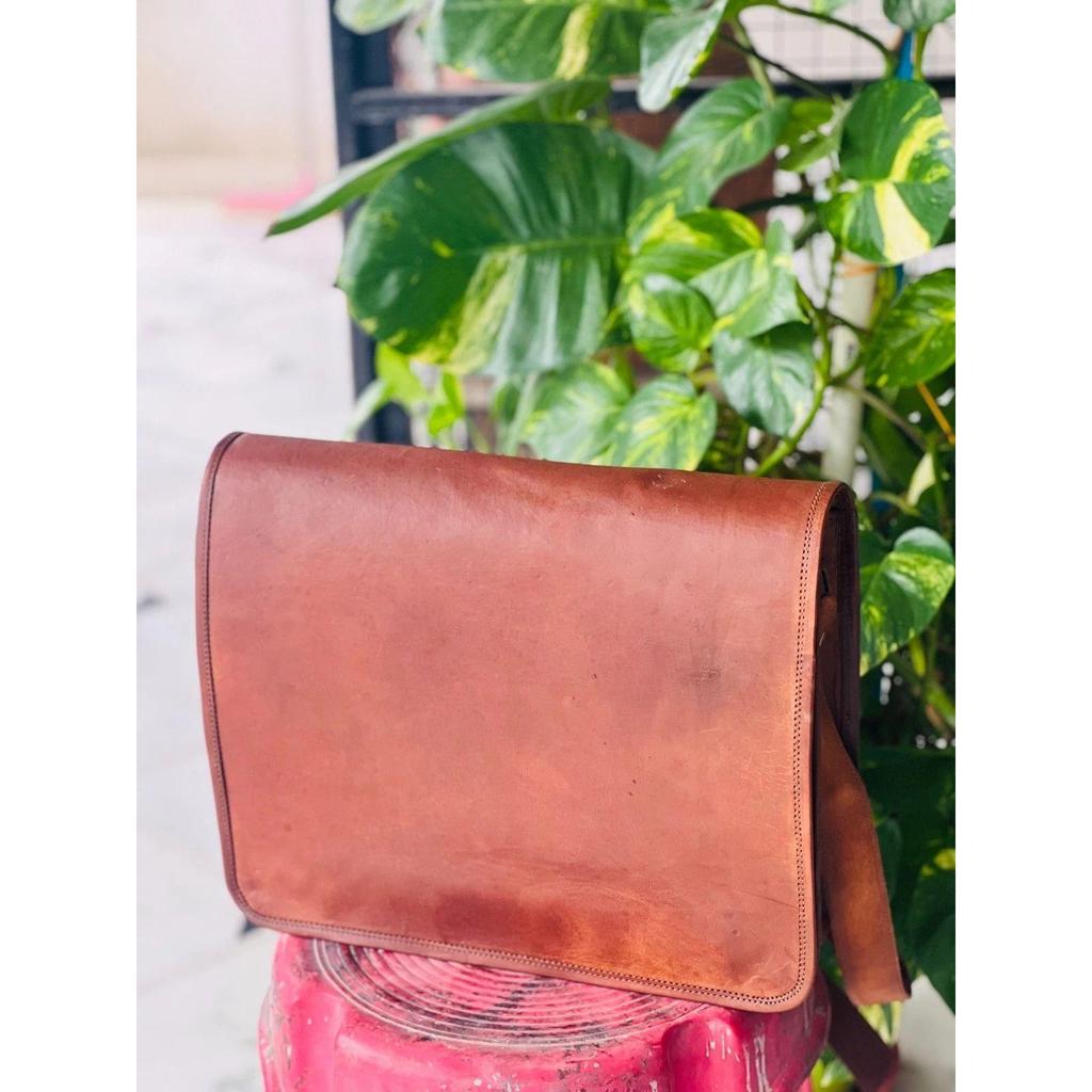 Leather Messenger Bag New Brown Laptop Handmade World