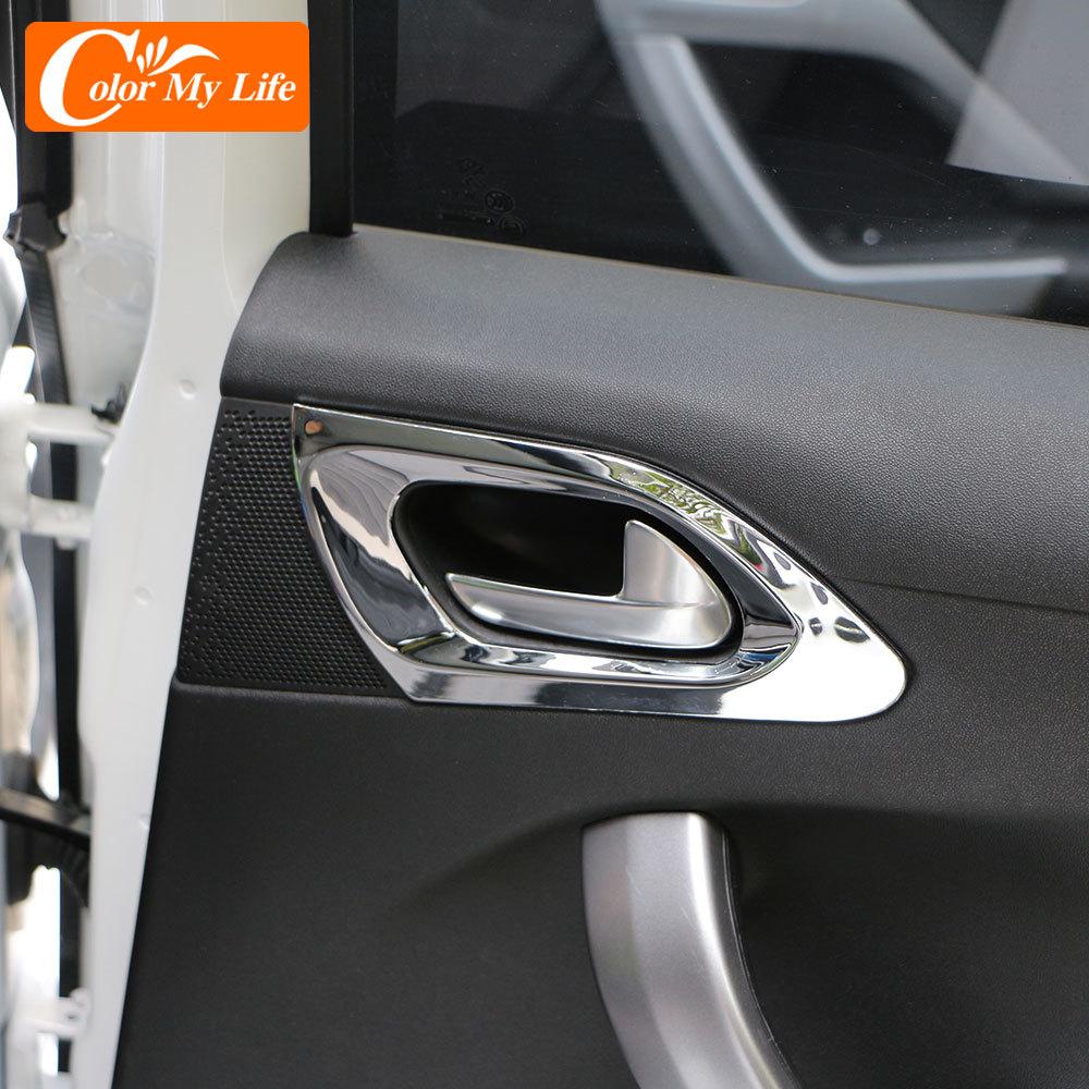 For Peugeot 208 2015 -  ABS Chrome 2Pcs/Set Front Door Handle Bowl Cover Inner Door Bowl Trim