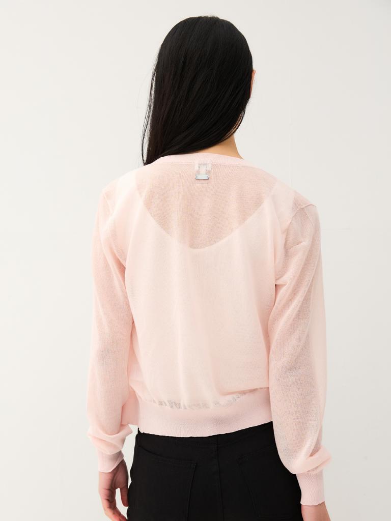 Antome Claire Linen Sheer Cardigan (Shell Pink)