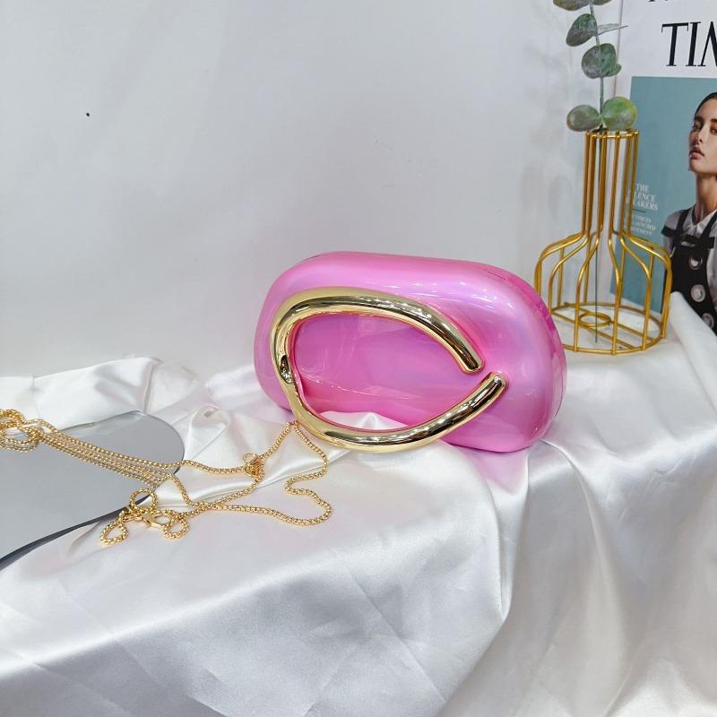 Trendy Classic Round Box Clutch Bag Dinner Bag Acrylic Bag Retro Metal Handle Shoulder Crossbody