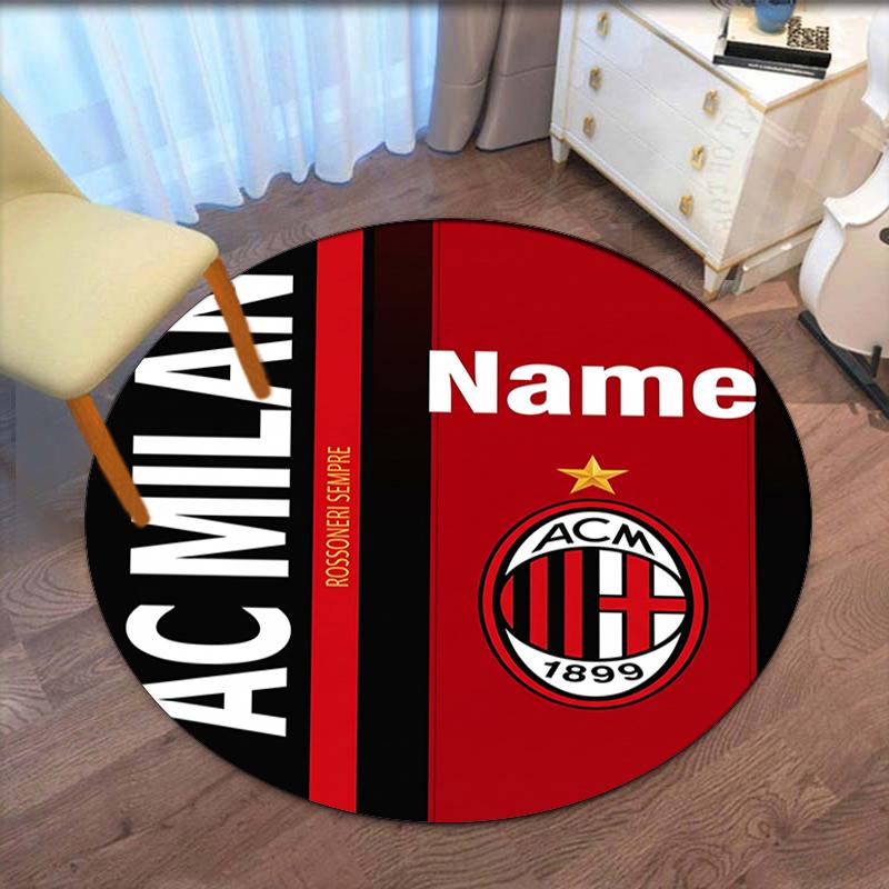 Custom Name AC Milan Printed Round Rug Carpet Chair Rug Area Rug Entryway Doormats,for Office Chair Living Room Bedroom Kitchen Room.