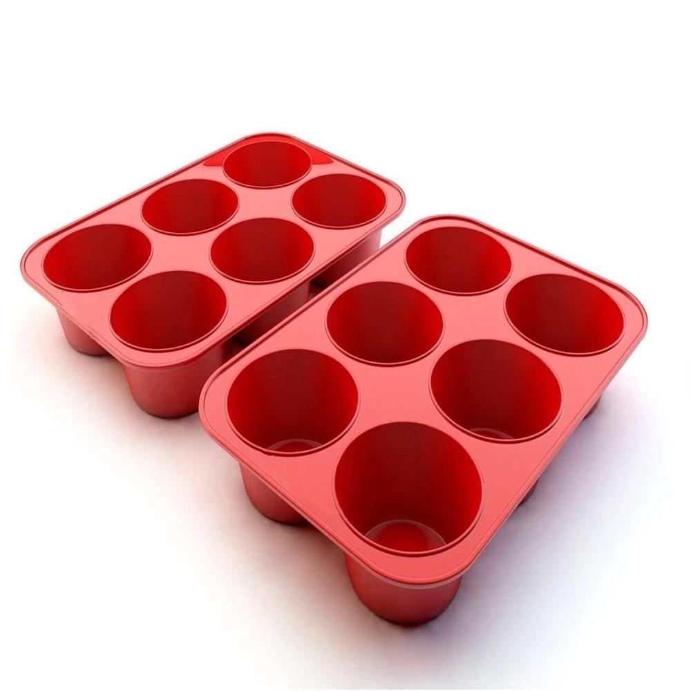 1/2 Stück Silikon Jumbo Muffin Backform 6 Mulden Riesen Silikon Cupcake Backform/Förmchen Tiefe Popover Backform Große Muffin Backformen Backen Käsekuchen Häppchen