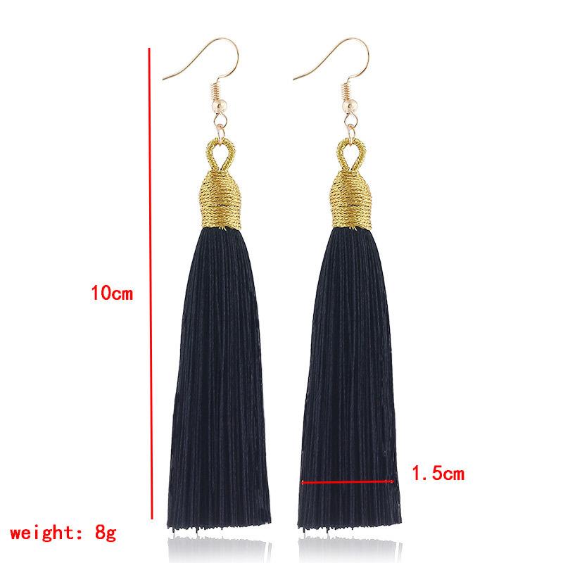 Fashion Tassel Earrings Women Silk Fabric Gold Color Rope Wrap Fringe Long Drop Dangle Earings For Girls Bohemia Wedding Jewelry