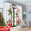 2pcs 2D Flat Printing Christmas Window Curtains Christmas Cup Candy Canes Holly Polyester Fabric Without Electricity Party &