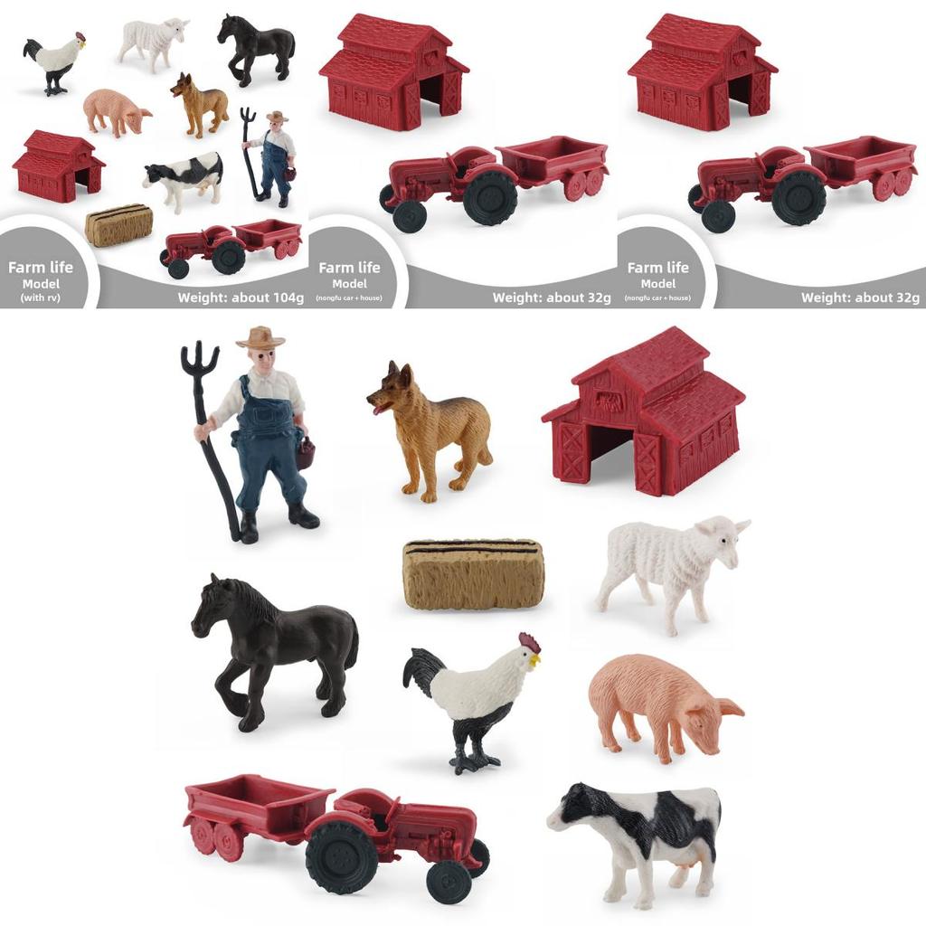 Farm Life Animal Figurine Set Pvc Farmyard Scene Model For Childrens Play And Collection
