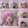 HHololive MMinato AquaS Cushion Cover Natural Linen Pillow Case DoubleSided Print Decorative Sofa Pillowcase Home Decor Gift