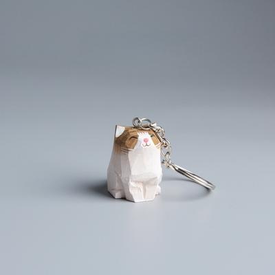 Handmade Wooden Carving Cat Keychain Cartoon Creative Ragdoll Cat Pendant Kawaii Fashion Siamese Cat Keyring Car Key Pendant