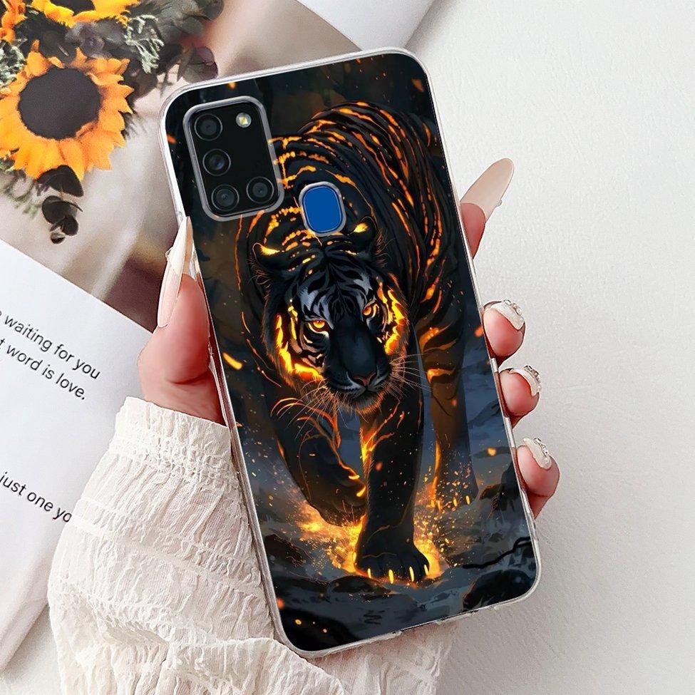 Clear For Samsung A21s SM-A217F SM-A217M Cover For Samsung Galaxy A21s Case Cute Luxury Butterfly Love Flowers Cool Painted