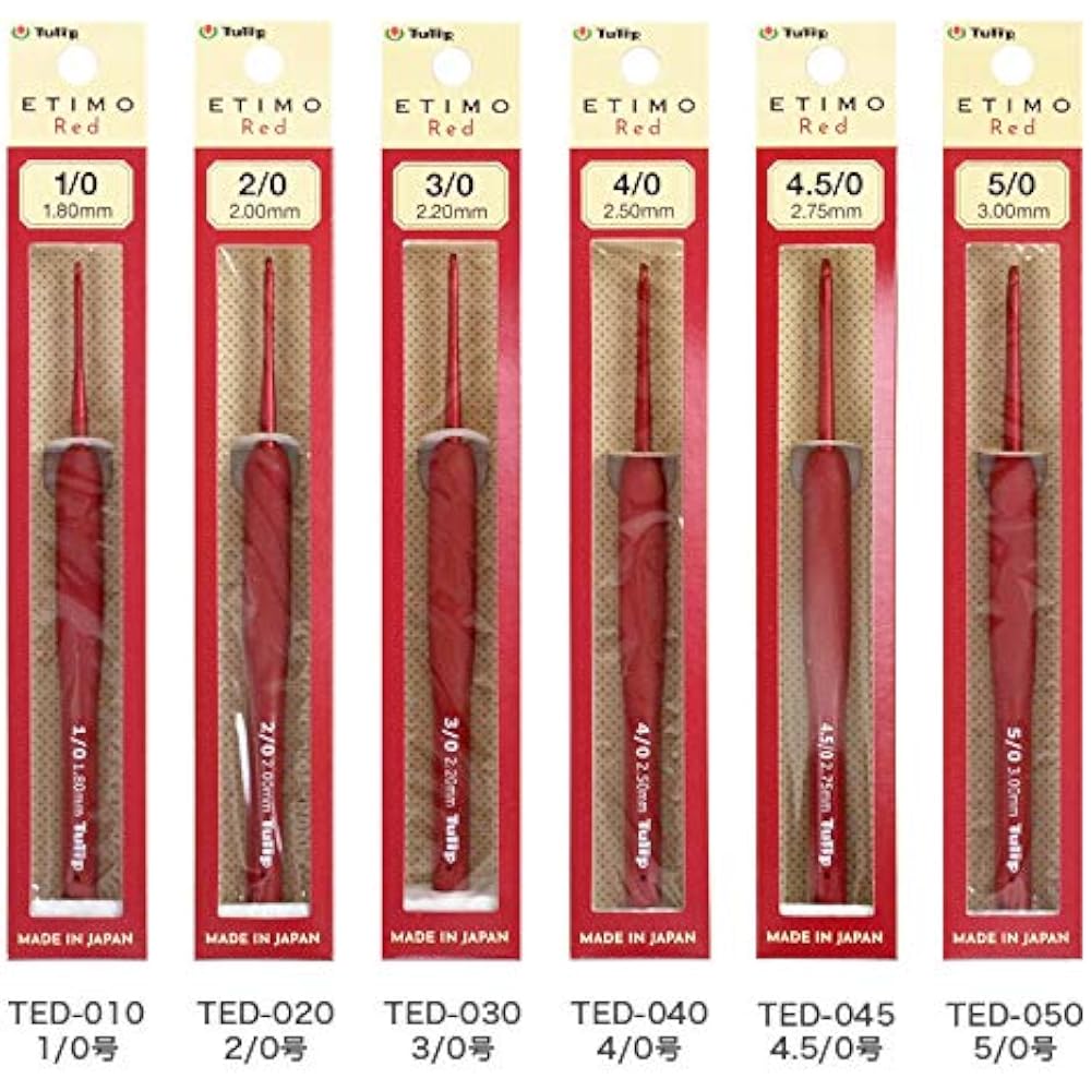 Tulip (Tulip) Etimo Red Cushion Grip Crochet Hook 2/0 (TED-020)