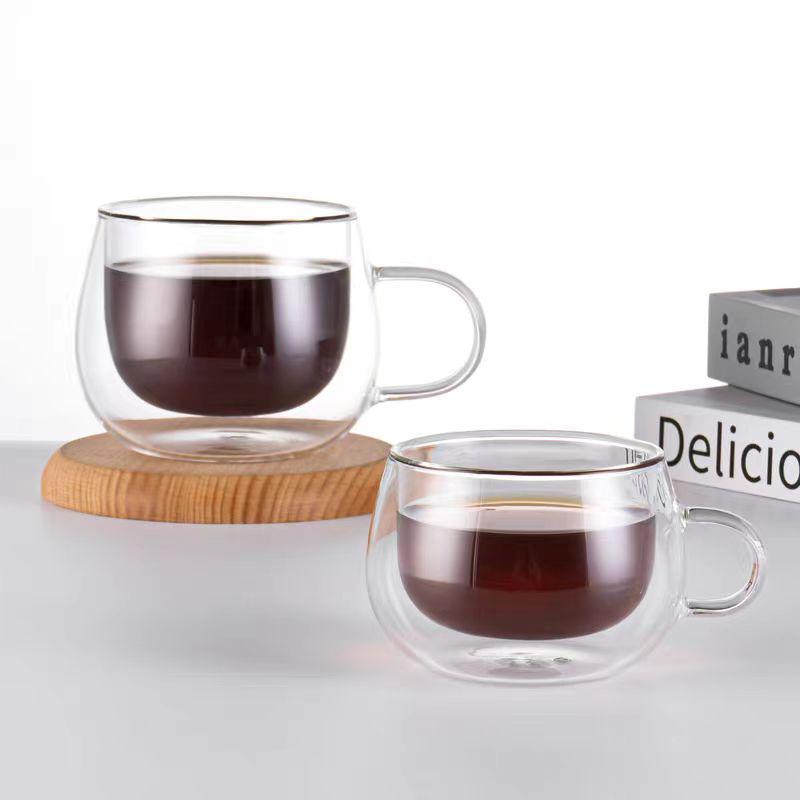 Double-Layer Borosilicate Glass Cup - Heat-Resistant, Anti-Scald, Transparent, with Handle