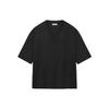 Solid Color V-Neck Short Sleeve T-Shirt Unisex Tops Black FGLW50-003JER-001