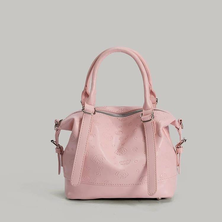 

2025 New Cute Puppy Crossbody Bag Embossed Bowling Bag for Women Large Capacity Commuter Handbag Single Shoulder Bag for Women Pink handbag