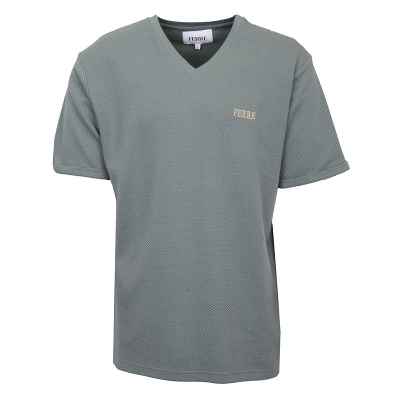 Men's Textured V-neck Short-sleeved T-shirt with Logo GIANFRANCO FERRE