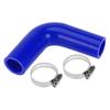 X AUTOHAUX 1 Set 25mm/0.98" ID 90mm/3.54" Length 90 Degree Blue Car Silicone Hose with Clamp Hose Universal