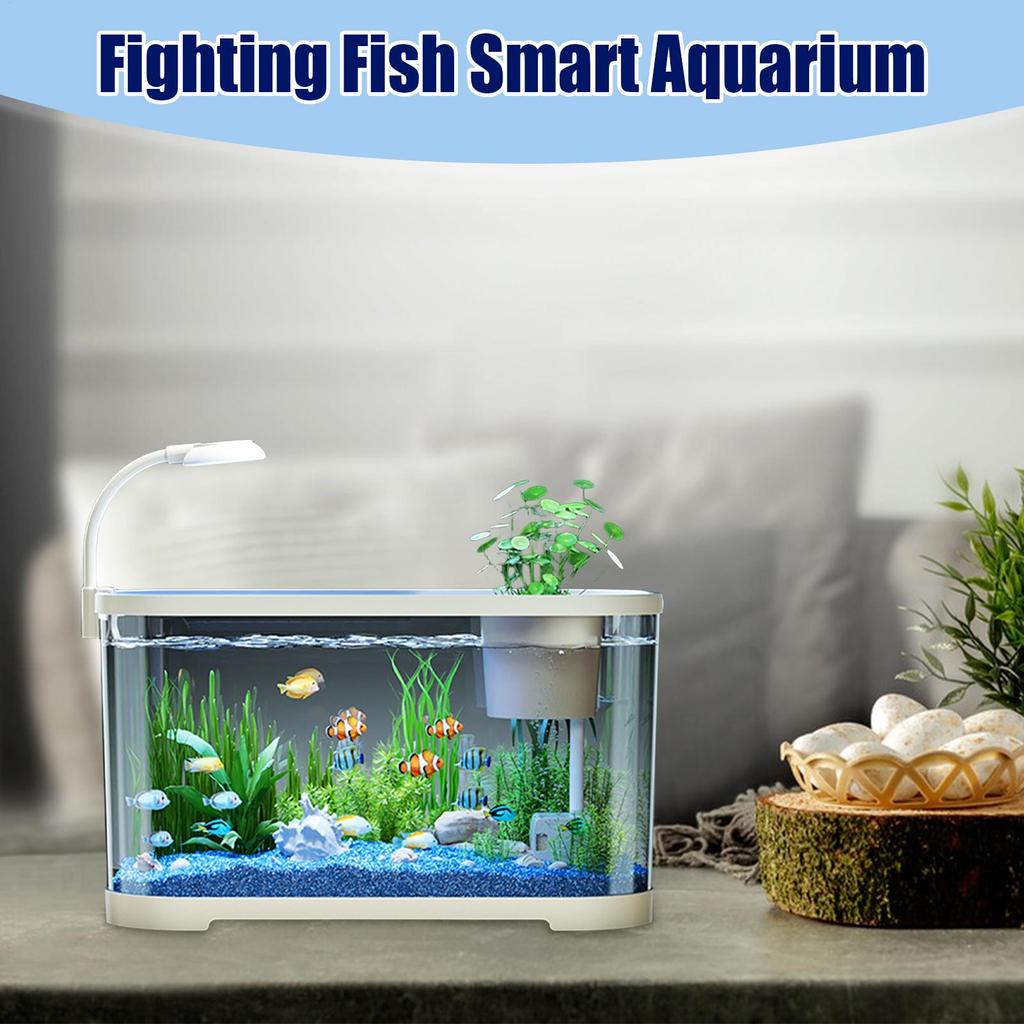 Aquarium Kit Starter Betta Fish Tank for Beginners Silent Decorative Fish Bowl for Turtle Aquatic Animals Clear Desktop Aquarium
