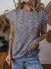 2026 Spring/Summer Waffle Knit Solid Color Loose Women's Short Sleeve Top