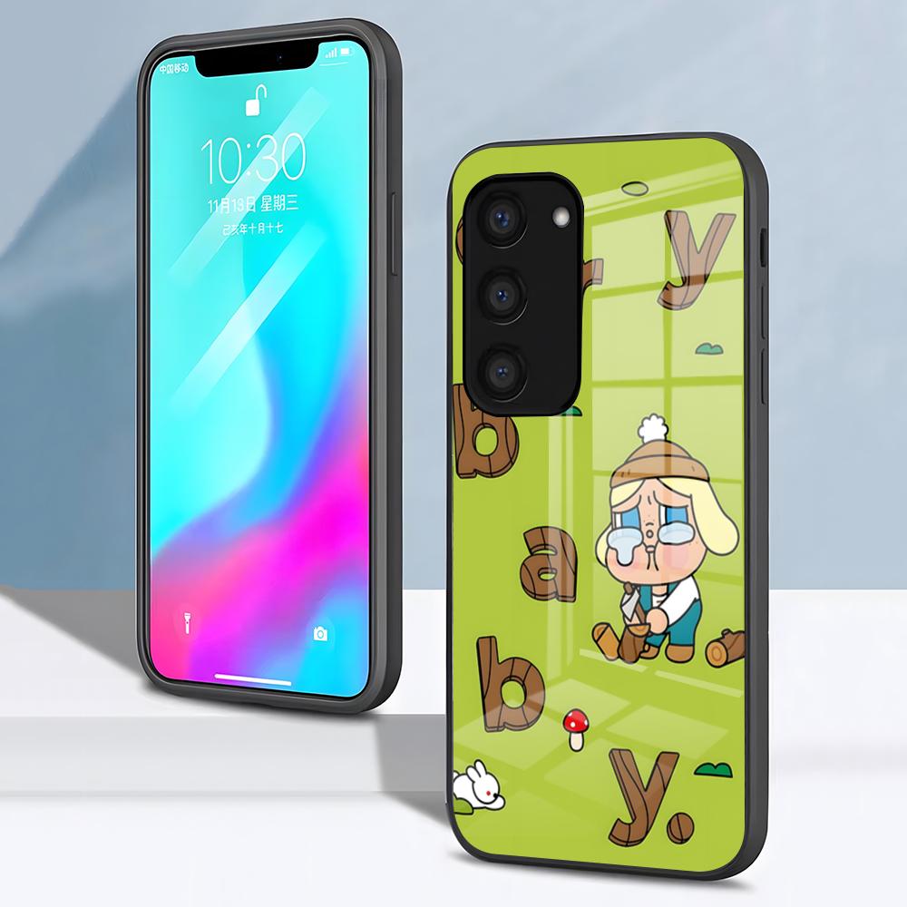 

Cute C-Crybaby Doll Phone Case For Samsung S26 S25 S24 FE S23 S22 S21 Plus S20 Ultra Note20Ultra Black Glass Cover Galaxy S22 plus5G