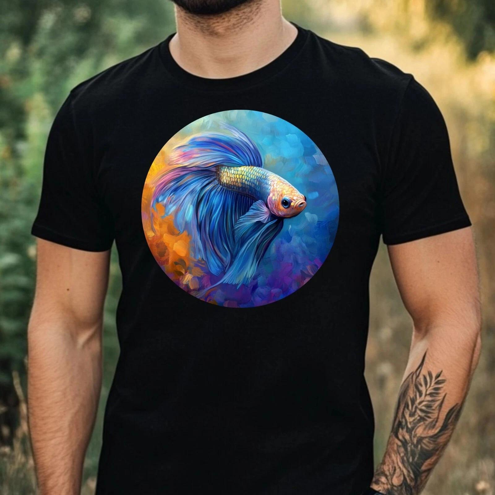 T-Shirt Herren Kampffisch Portrait Motiv Baumwolle Größe XS bis 5XL M