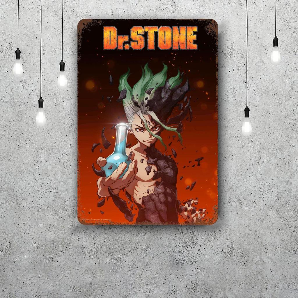dr stone manga eng anime Decor Poster Vintage Tin Sign Metal Sign Decorative Plaque for Pub Bar Man Cave Club Wall Decoration