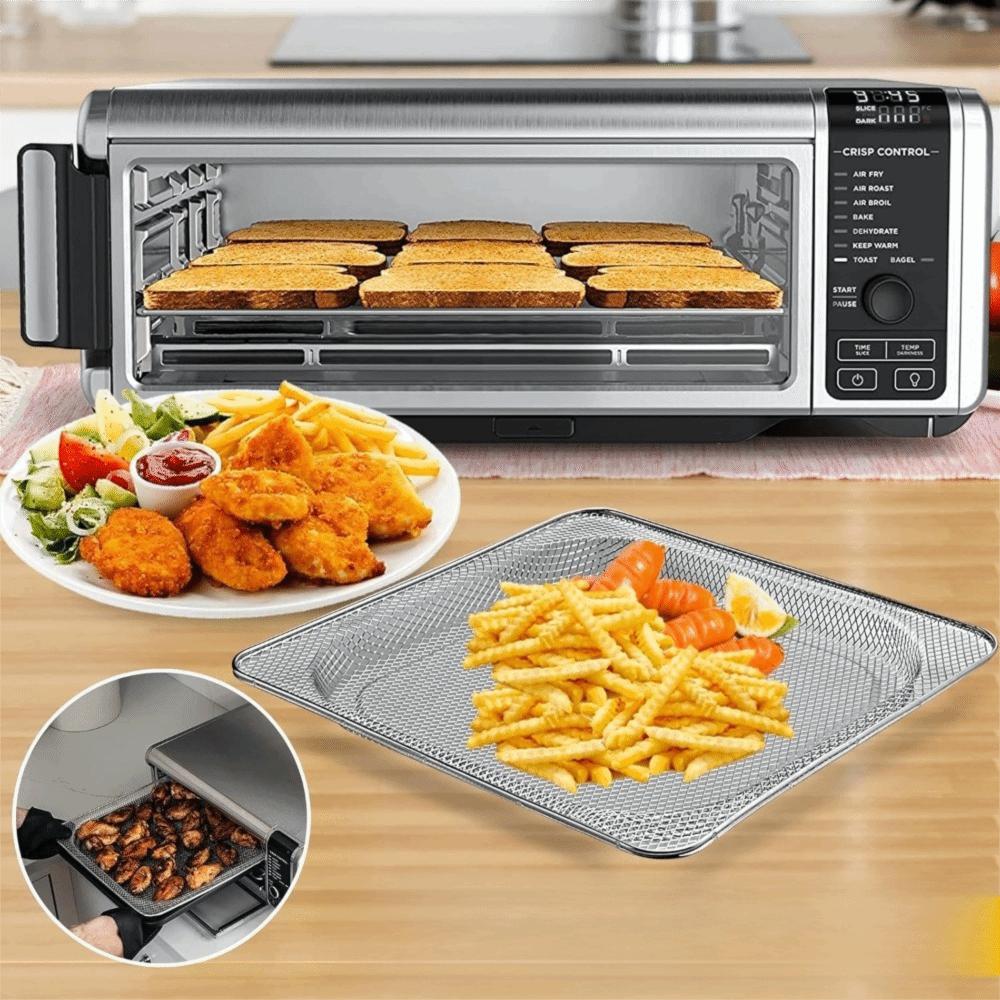 Stainless Steel Air Fryer Grill Tray Square Oven Baking Basket Home