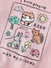 26 Years Girls' Autumn Hoodie with Animal and Flower Print
