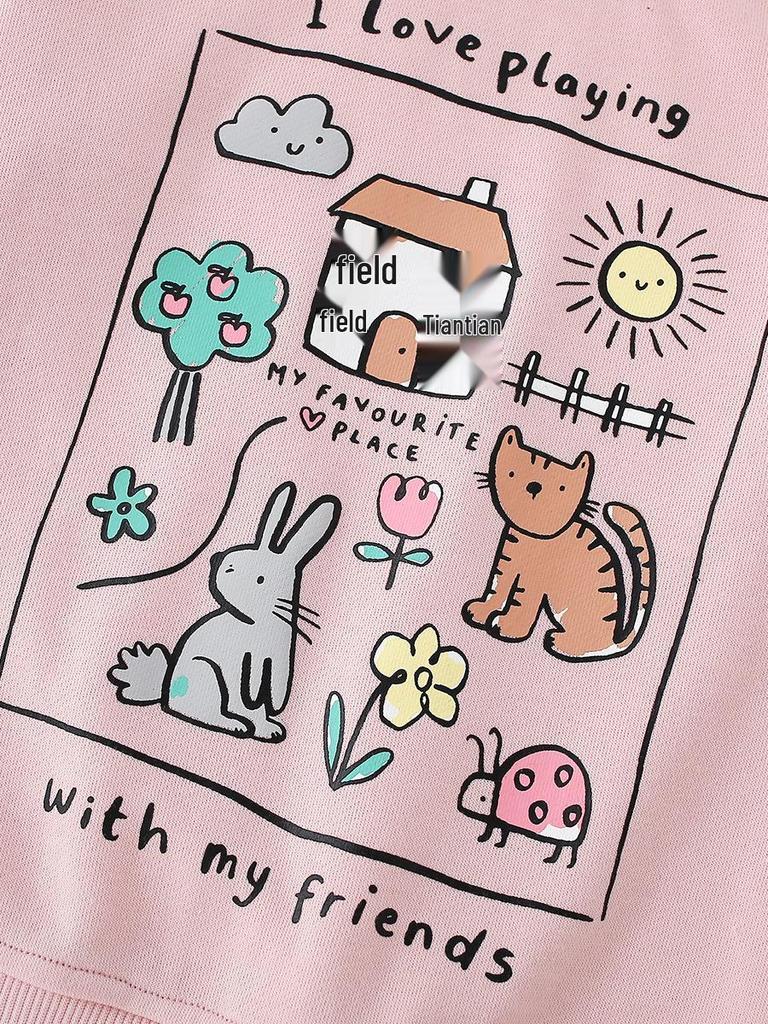 26 Years Girls' Autumn Hoodie with Animal and Flower Print