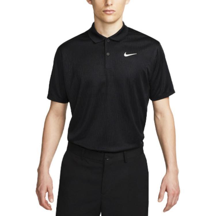 Nike Polo Shirts Men's Black Polo Collar Moderate Straight Fit DV8538-010