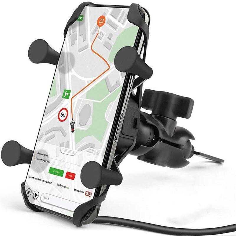 

Мотоциклетный держатель для мобильного телефона с USB-зарядным устройством, крепление на руль мотоцикла, велосипеда чёрный