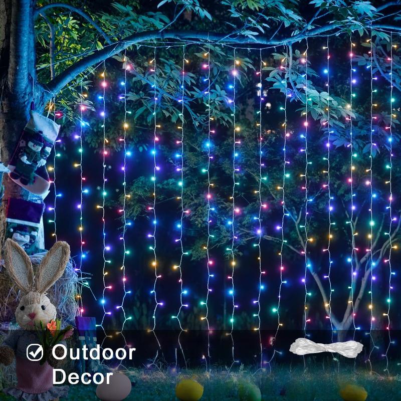 LED Vorhanglichter Warm Lichterkette Festivalbeleuchtung Regenbogen Fensterlampe Zuhause Schlafzimmer Hochzeit Weihnachtsdekoration
