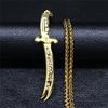 Islamisches Breitwert Edelstahl Kette Halsketten Gold Farbe Lange Halskette Anhänger Herren Schmuck colier homme N437S05
