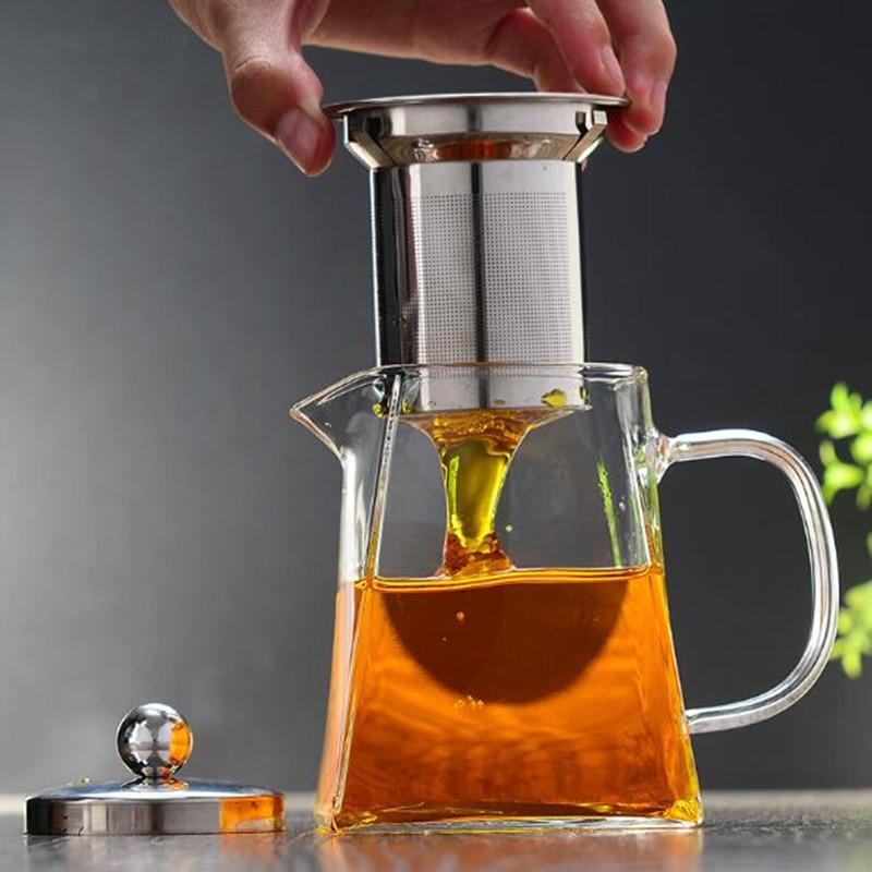 Heat Resistant Glass Teapot With Stainless Steel Tea Infuser Heated Container Tea Pot Decanter Kettle Tea Filter Baskets Teaware