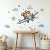 Kreslený medvěd letící letadlem hvězdy mraky ložnice obývací pokoj domov pozadí zkrášlení dekorace samolepky na zeď