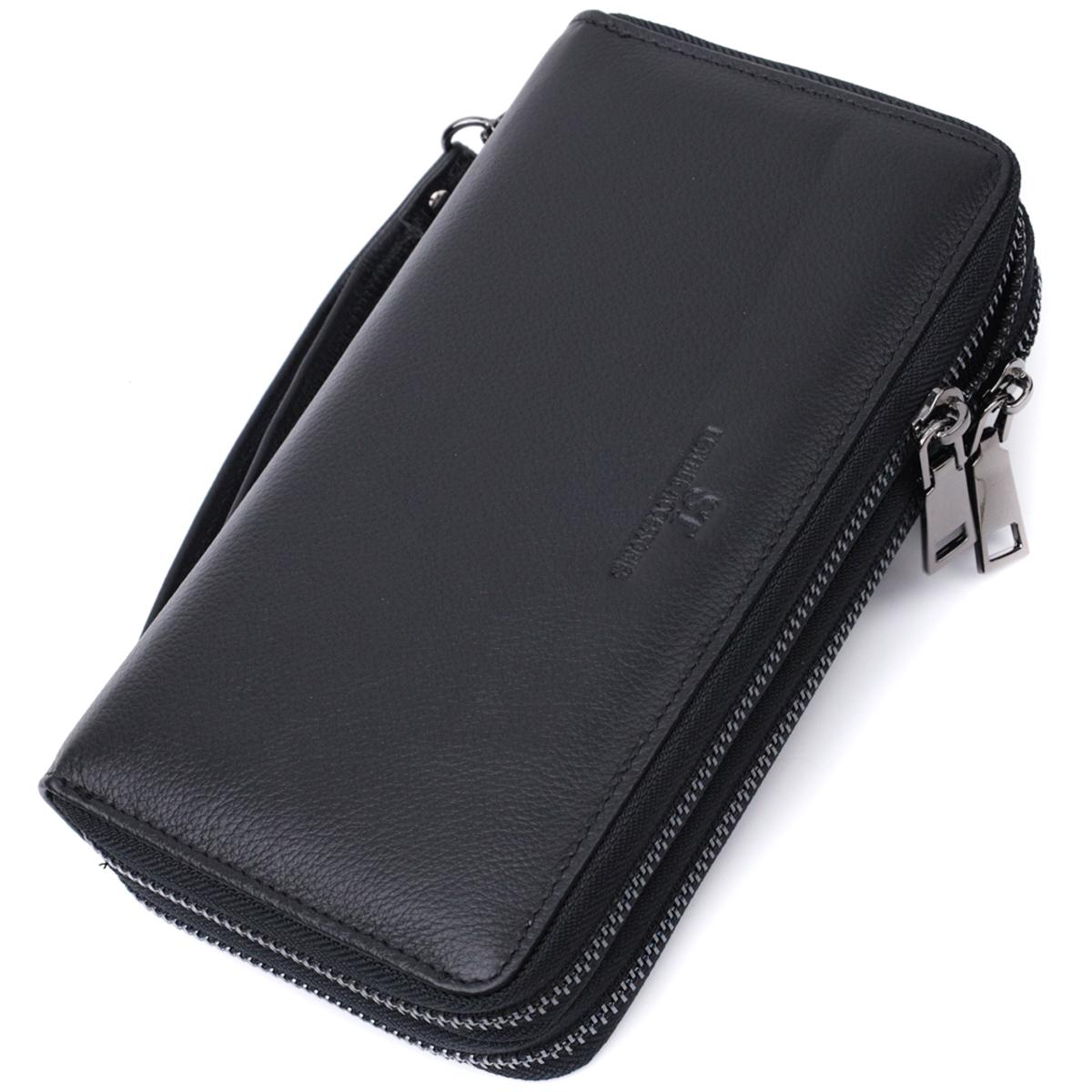 

Чоловічий клатч на два відділення із натуральної шкіри ST Leather 22684 Чорний чорний